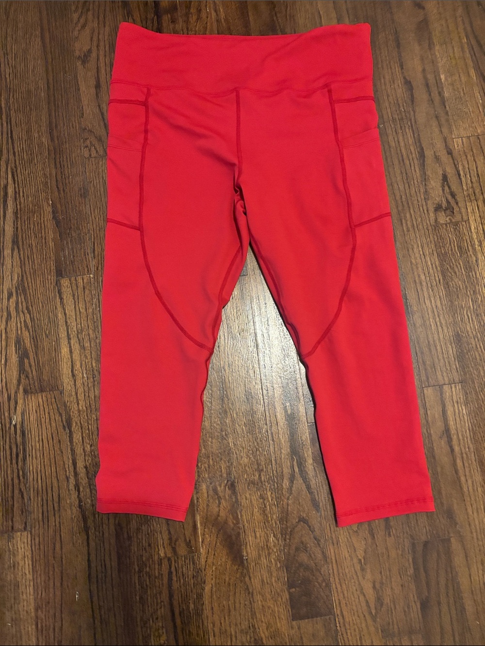 ZYIA Red Capri Leggings with Side Panels